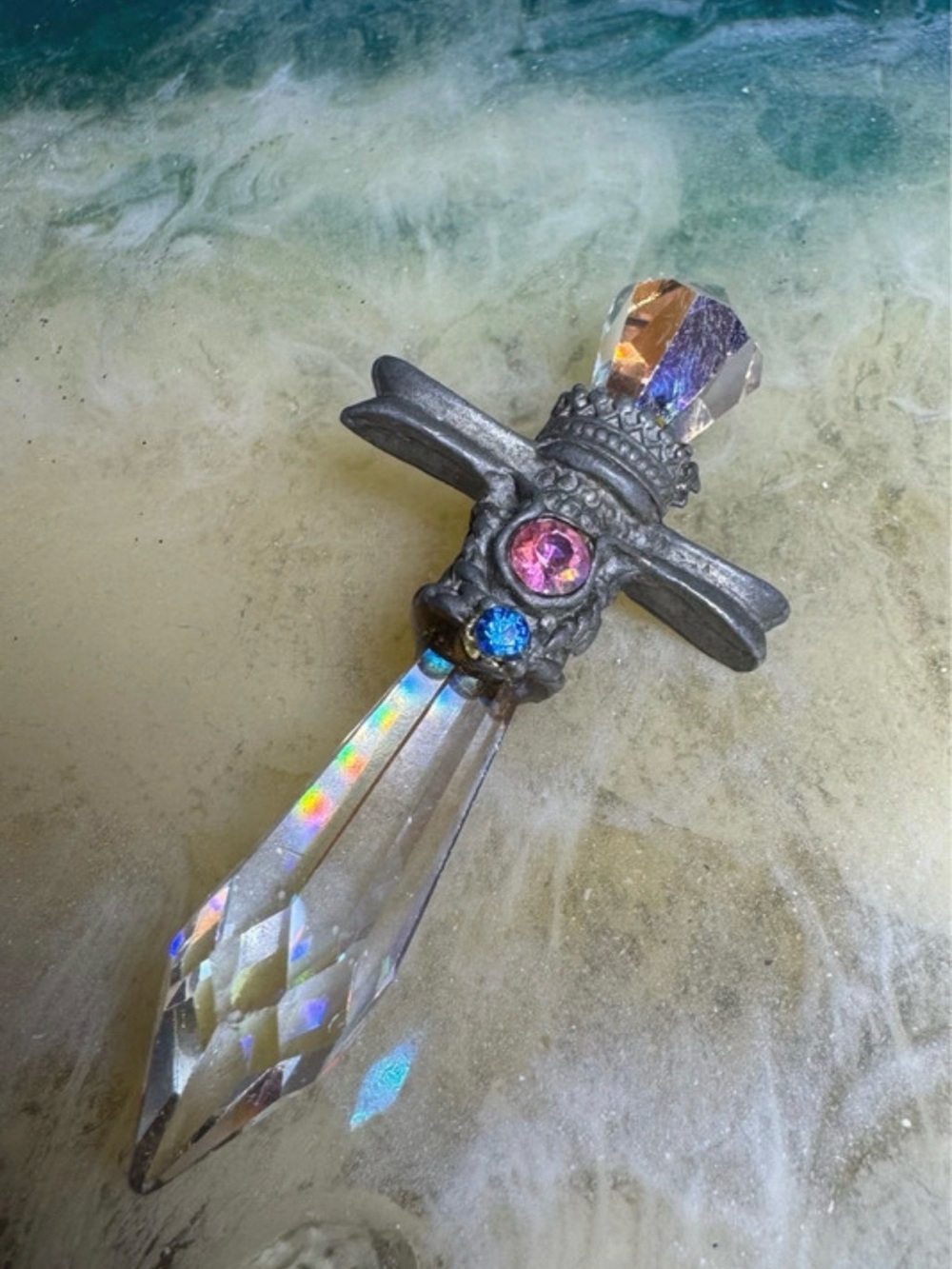 vintage 1988 gallo pewter fantasy sword pendant cross